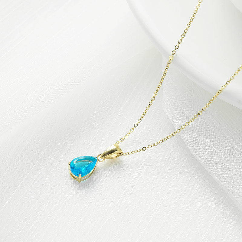 Sparkling Zircon Water Drop Titanium Steel Necklace – Dariya Jewelry