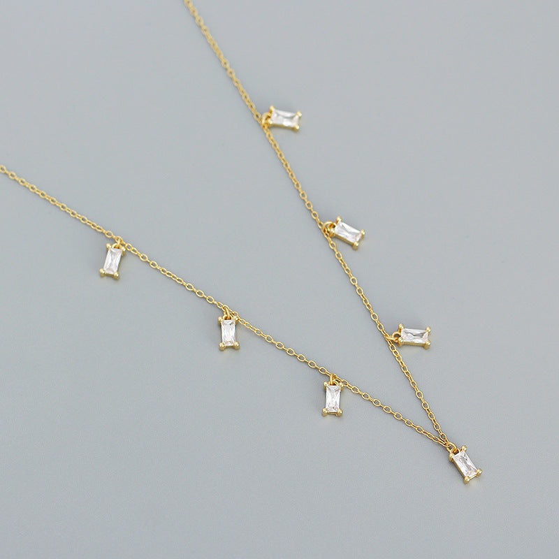 Colorful Zircon Charm Necklace 925 Sterling Silver by Dariya Jewelry