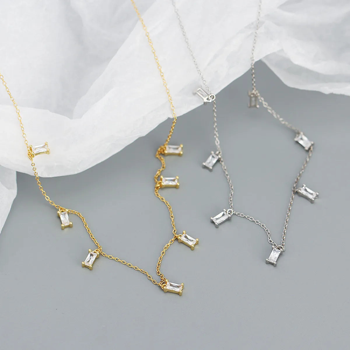 Colorful Zircon Charm Necklace 925 Sterling Silver by Dariya Jewelry
