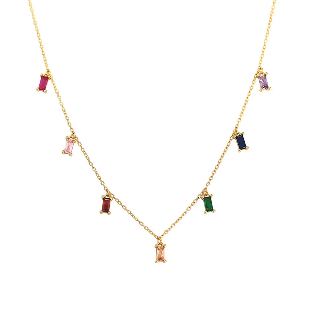 Colorful Zircon Charm Necklace 925 Sterling Silver by Dariya Jewelry