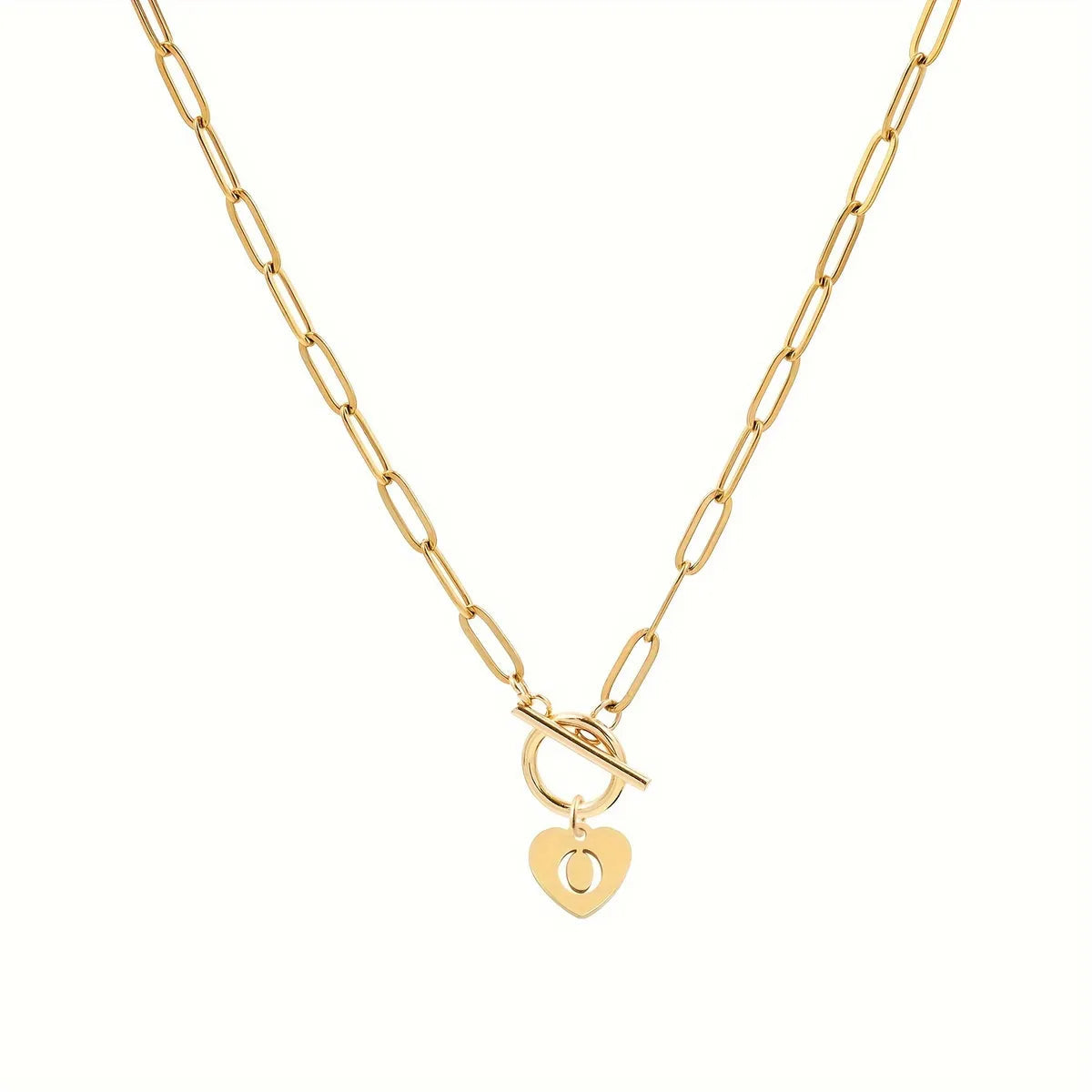 Gold Stainless Steel Heart Initial Necklace – Personalized Charm Style SKU: NDIY128 Brand: Dariya Jewelry