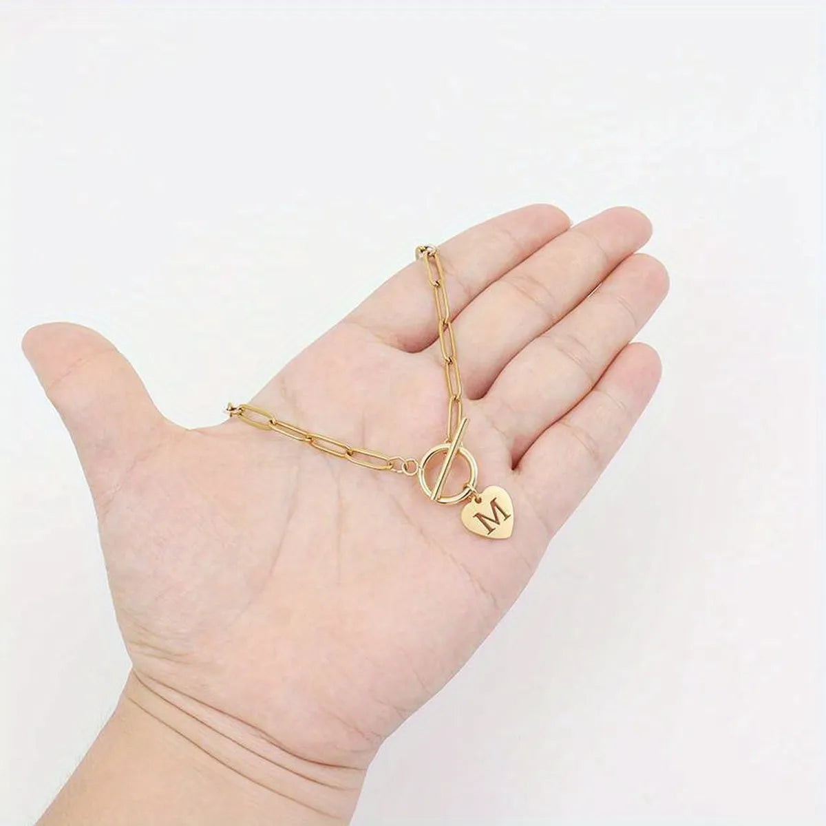 Gold Stainless Steel Heart Initial Necklace – Personalized Charm Style SKU: NDIY128 Brand: Dariya Jewelry