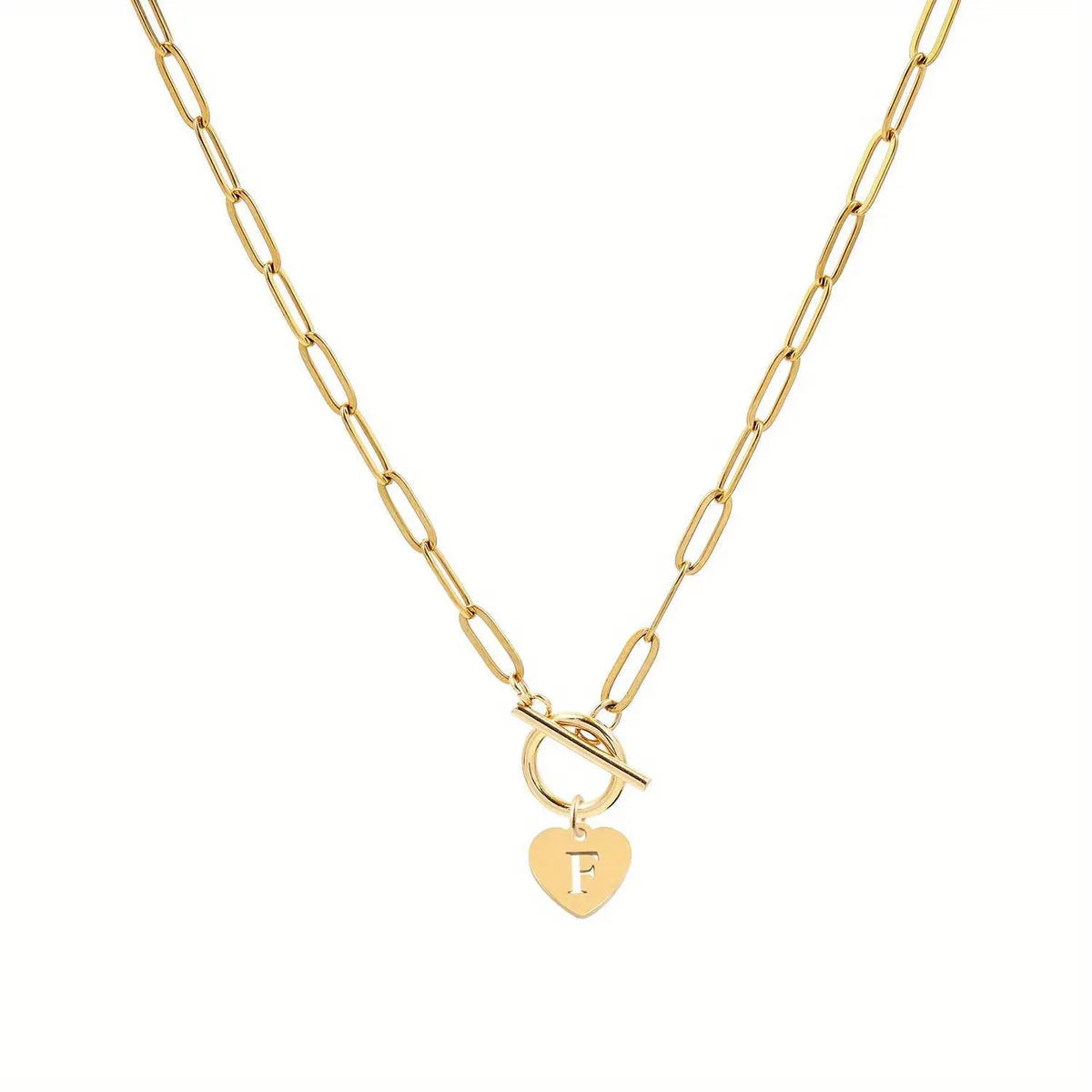 Gold Stainless Steel Heart Initial Necklace – Personalized Charm Style SKU: NDIY128 Brand: Dariya Jewelry
