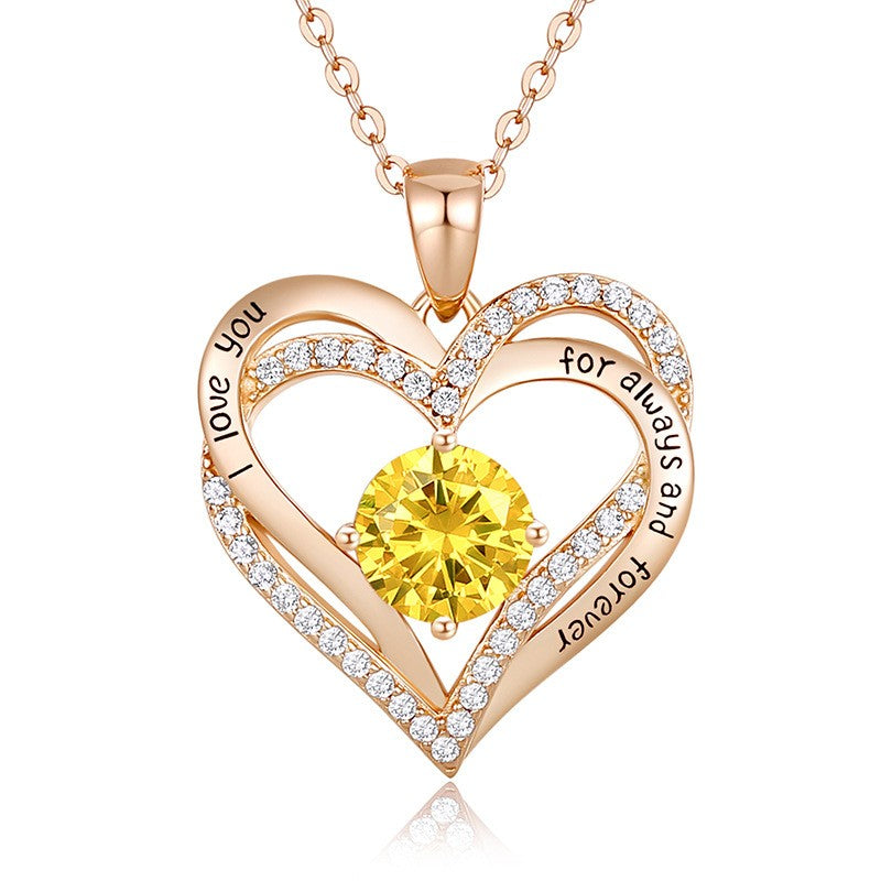 Sterling Silver MAMA Birthstone Heart Necklace – Shiny, Sentimental & Stylish SKU: NDIY150