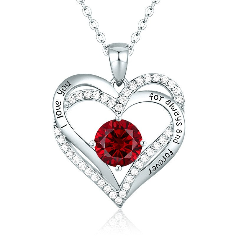 Sterling Silver MAMA Birthstone Heart Necklace – Shiny, Sentimental & Stylish SKU: NDIY150