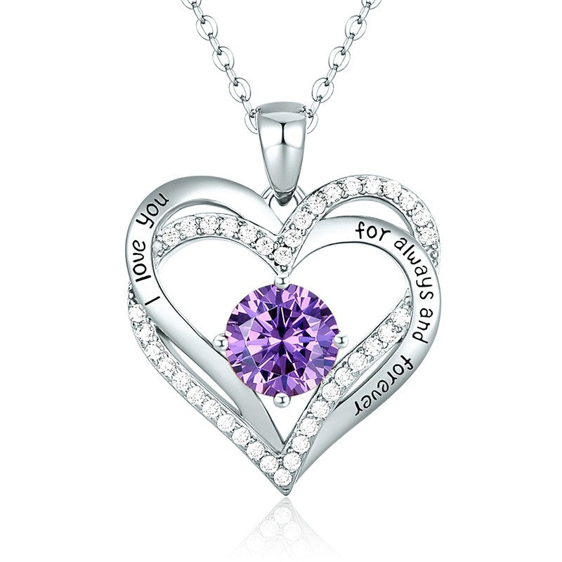 Sterling Silver MAMA Birthstone Heart Necklace – Shiny, Sentimental & Stylish SKU: NDIY150