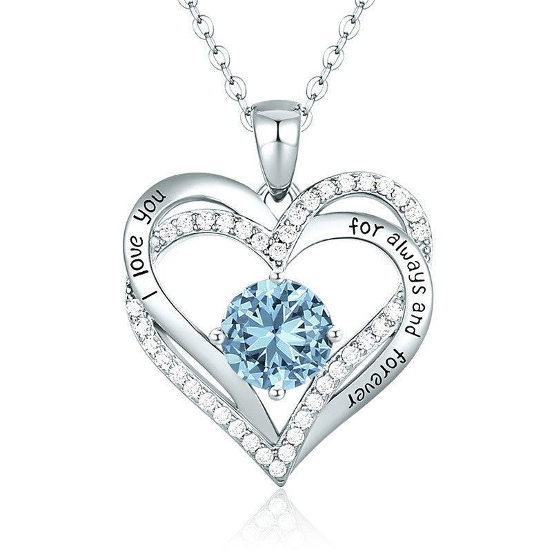 Sterling Silver MAMA Birthstone Heart Necklace – Shiny, Sentimental & Stylish SKU: NDIY150
