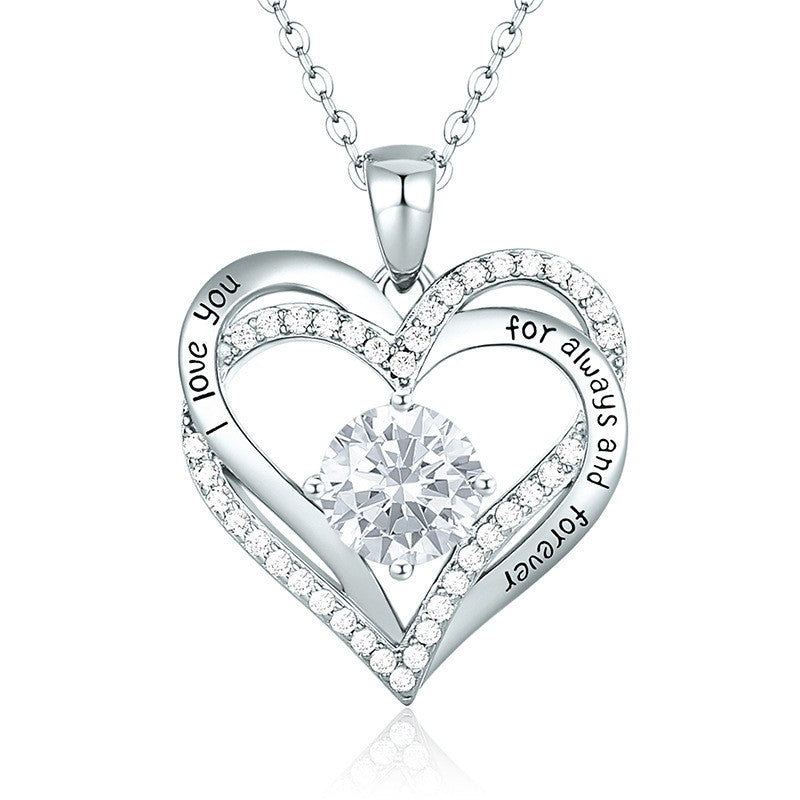 Sterling Silver MAMA Birthstone Heart Necklace – Shiny, Sentimental & Stylish SKU: NDIY150