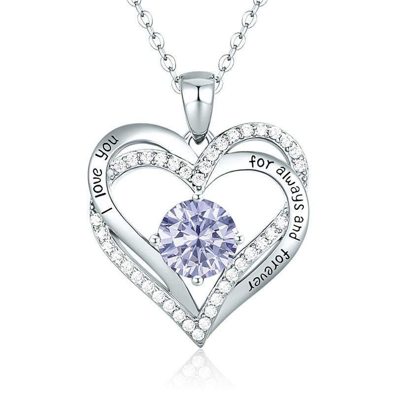 Sterling Silver MAMA Birthstone Heart Necklace – Shiny, Sentimental & Stylish SKU: NDIY150