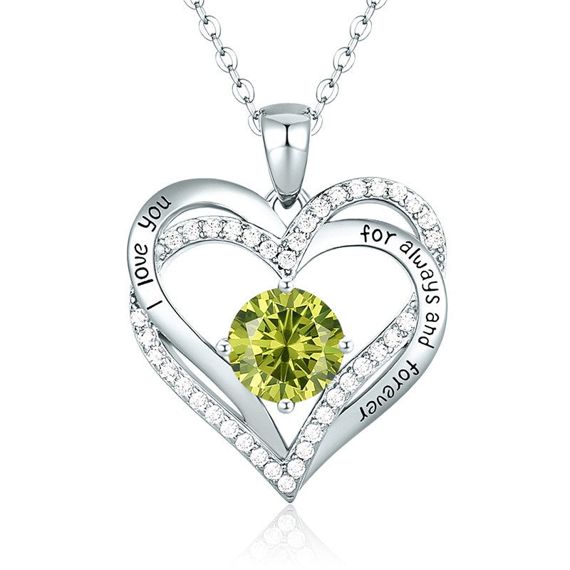 Sterling Silver MAMA Birthstone Heart Necklace – Shiny, Sentimental & Stylish SKU: NDIY150