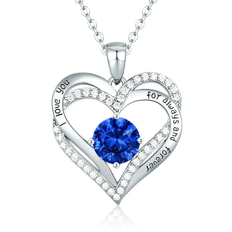 Sterling Silver MAMA Birthstone Heart Necklace – Shiny, Sentimental & Stylish SKU: NDIY150