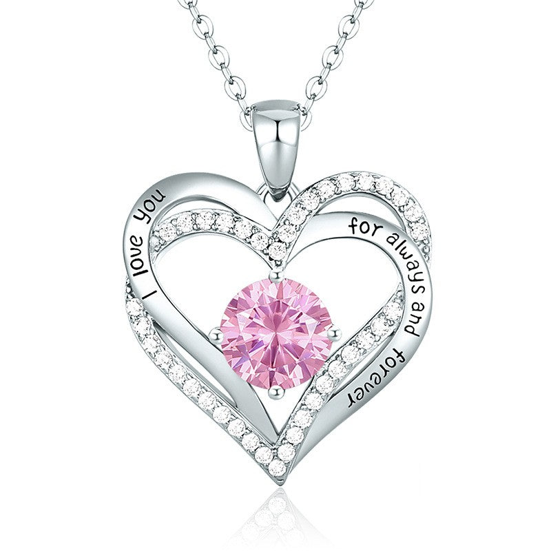Sterling Silver MAMA Birthstone Heart Necklace – Shiny, Sentimental & Stylish SKU: NDIY150