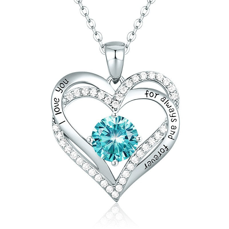 Sterling Silver MAMA Birthstone Heart Necklace – Shiny, Sentimental & Stylish SKU: NDIY150