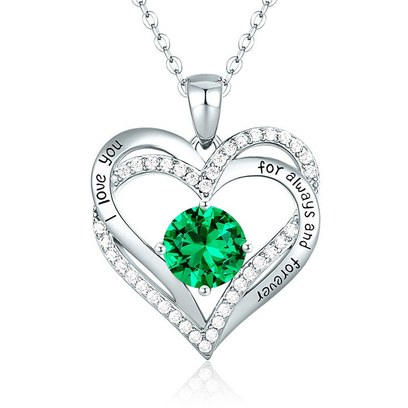 Sterling Silver MAMA Birthstone Heart Necklace – Shiny, Sentimental & Stylish SKU: NDIY150