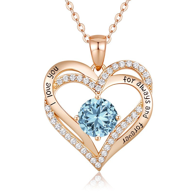 Sterling Silver MAMA Birthstone Heart Necklace – Shiny, Sentimental & Stylish SKU: NDIY150