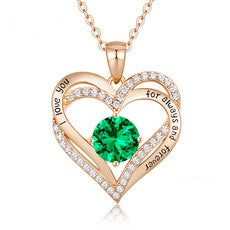 Sterling Silver MAMA Birthstone Heart Necklace – Shiny, Sentimental & Stylish SKU: NDIY150
