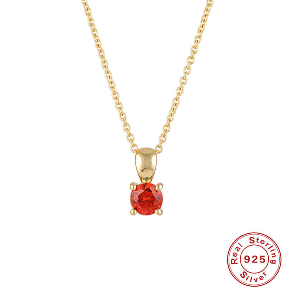 Sterling Silver Geometric Birthstone Pendant with Zircon Sparkle