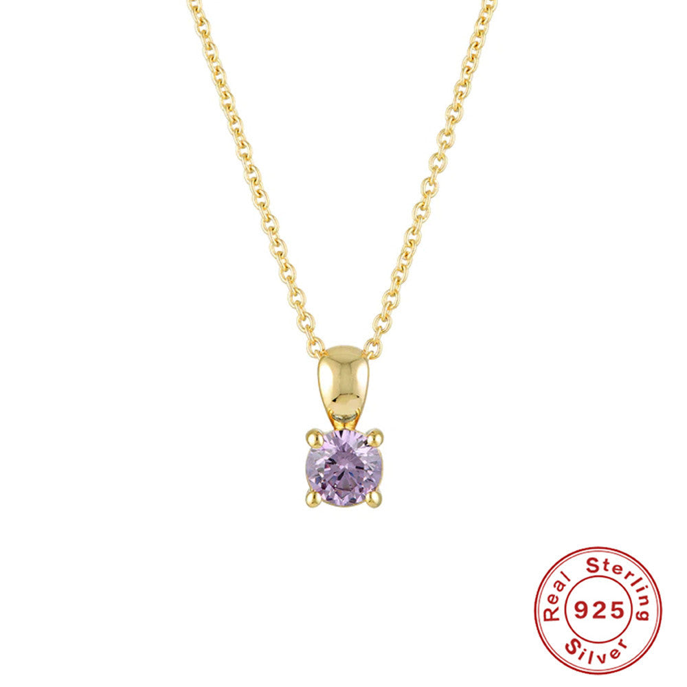 Sterling Silver Geometric Birthstone Pendant with Zircon Sparkle