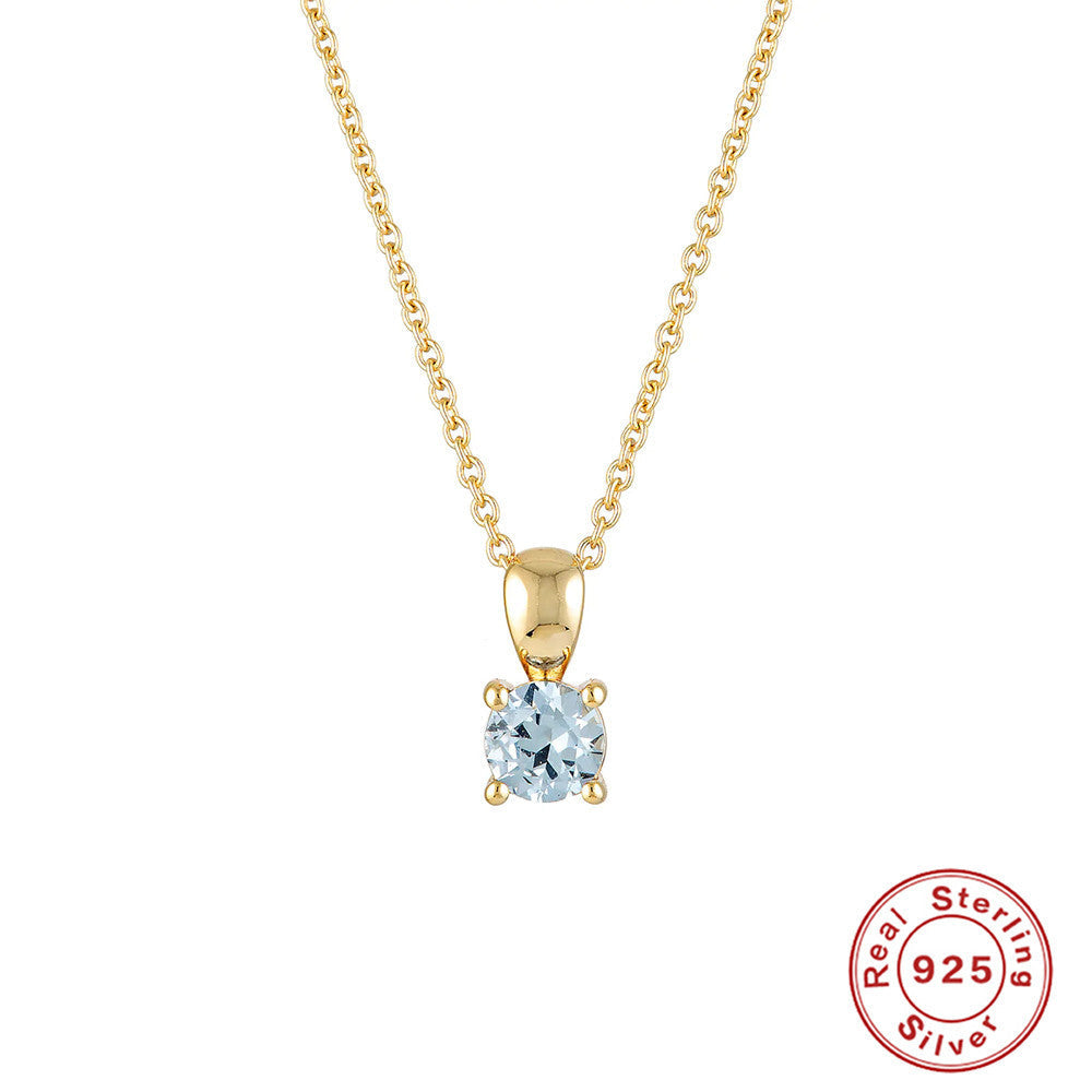Sterling Silver Geometric Birthstone Pendant with Zircon Sparkle