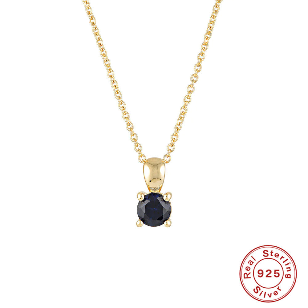Sterling Silver Geometric Birthstone Pendant with Zircon Sparkle