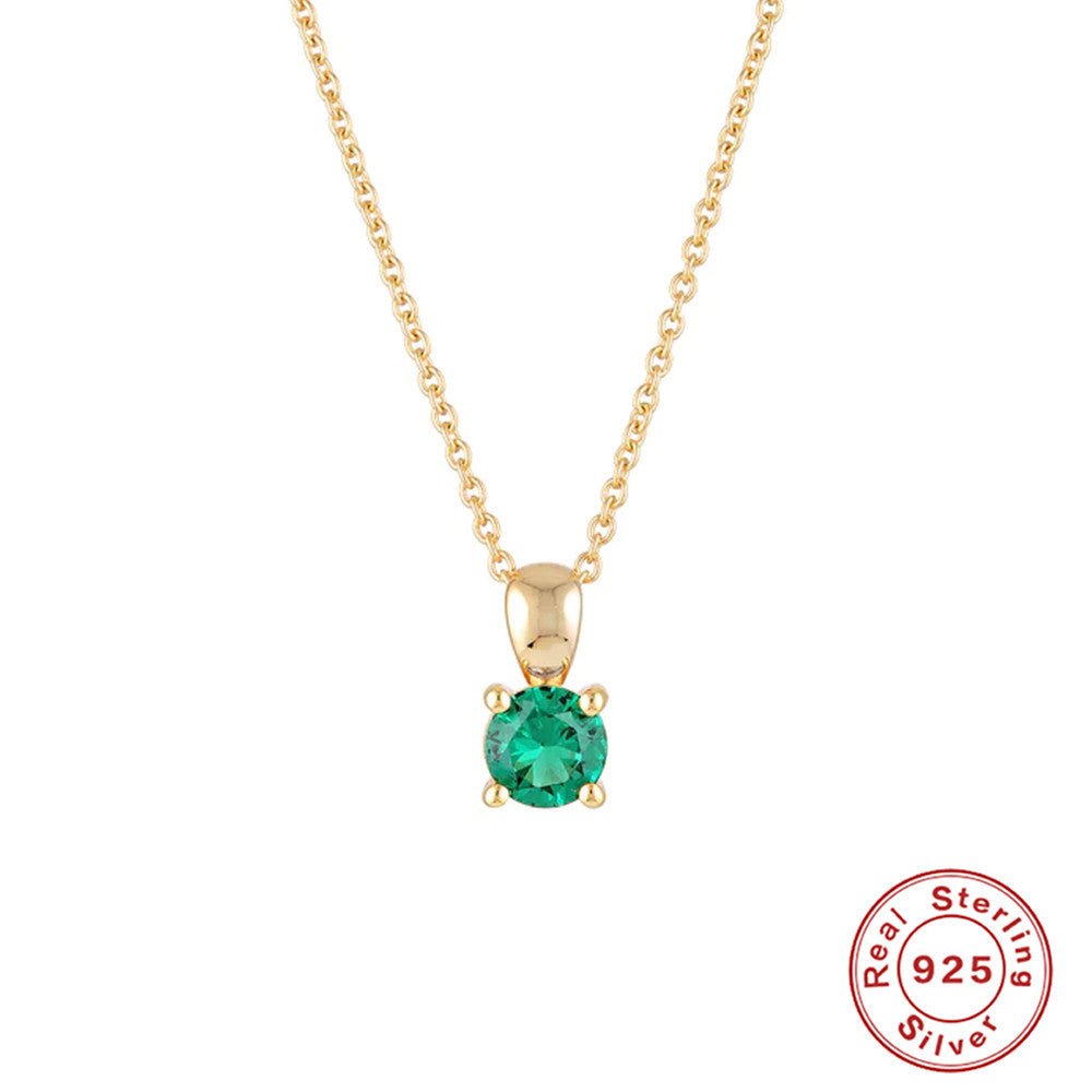 Sterling Silver Geometric Birthstone Pendant with Zircon Sparkle