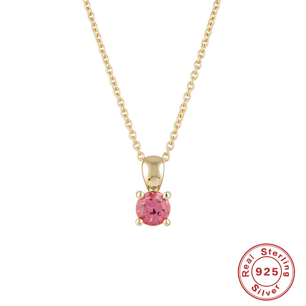 Sterling Silver Geometric Birthstone Pendant with Zircon Sparkle