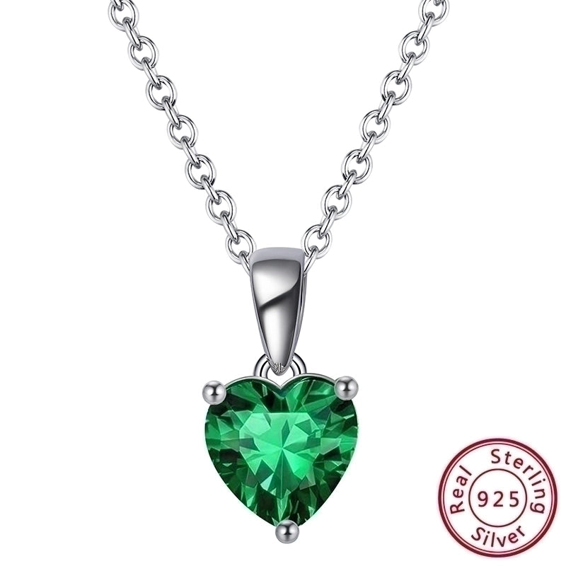 Heart Shape Sterling Silver Pendant Necklace with Zircon – White Gold Plated