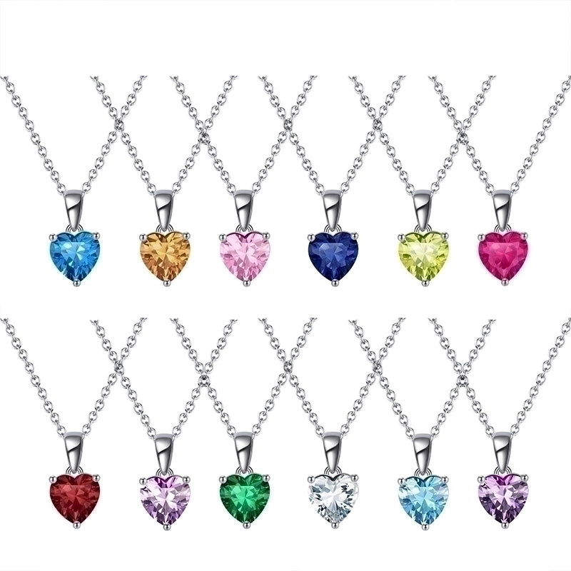 Heart Shape Sterling Silver Pendant Necklace with Zircon – White Gold Plated