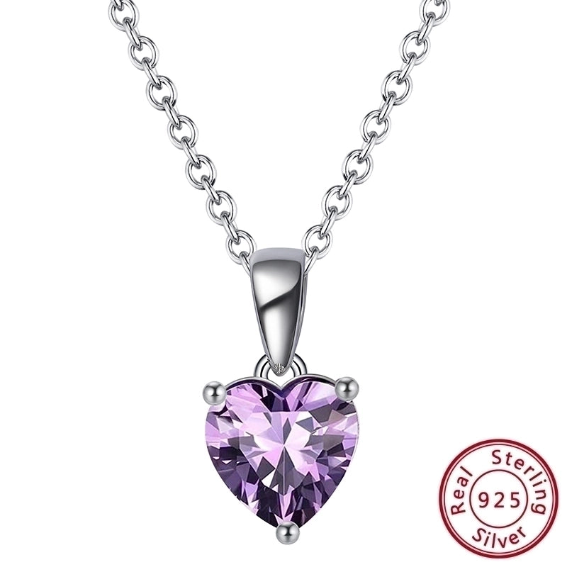 Heart Shape Sterling Silver Pendant Necklace with Zircon – White Gold Plated