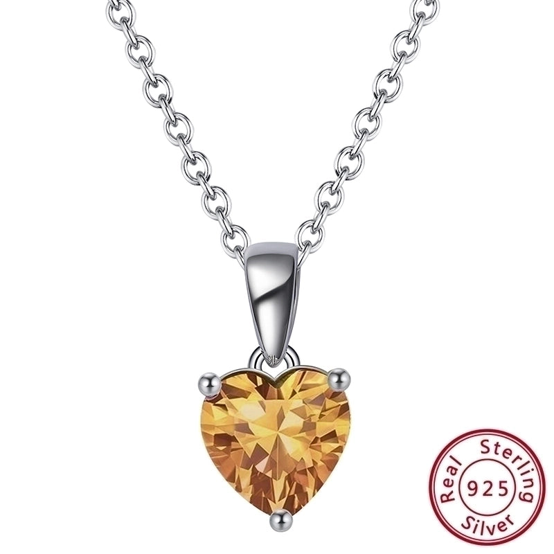 Heart Shape Sterling Silver Pendant Necklace with Zircon – White Gold Plated