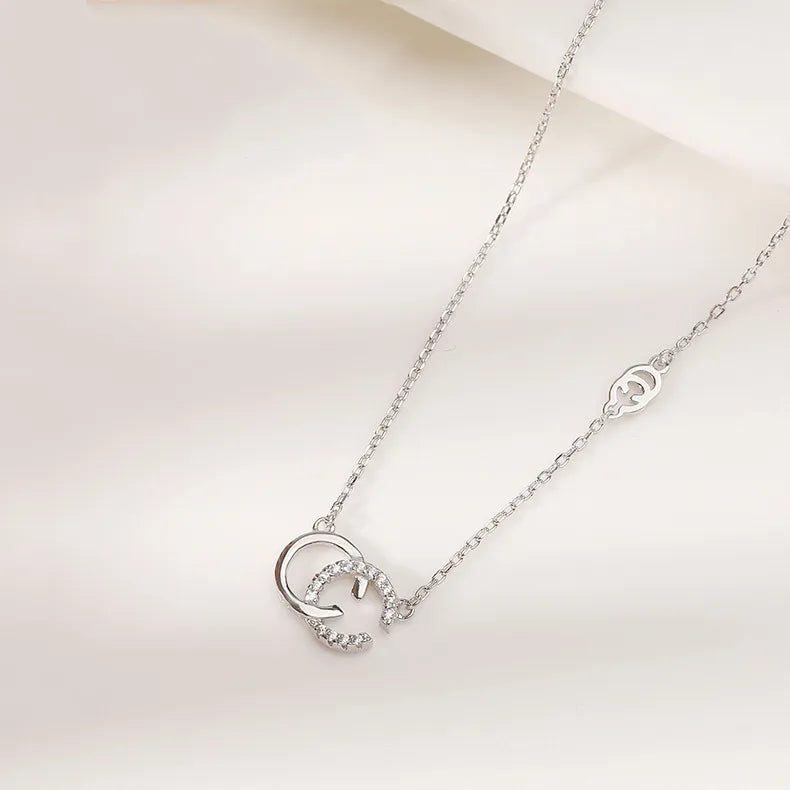 Elegant Lady Letter Sterling Silver Inlay Zircon Pendant Necklace - Stylish & Sophisticated