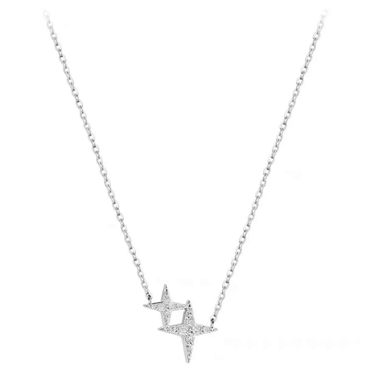 Simple Style Geometric Sterling Silver Inlay Zircon Necklace - Chic & Elegant