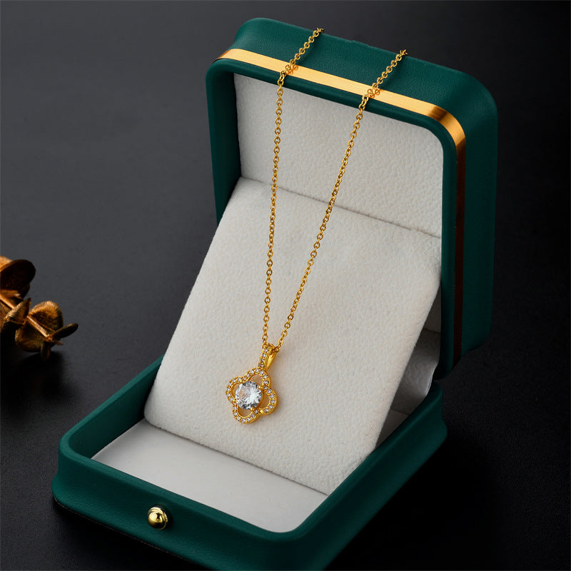 Geometric Titanium Steel 18K Gold Plated Necklace – Japanese/Korean Style | Dariya Jewelry