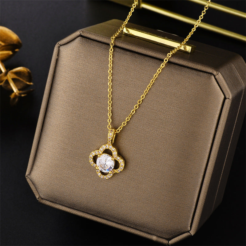 Geometric Titanium Steel 18K Gold Plated Necklace – Japanese/Korean Style | Dariya Jewelry