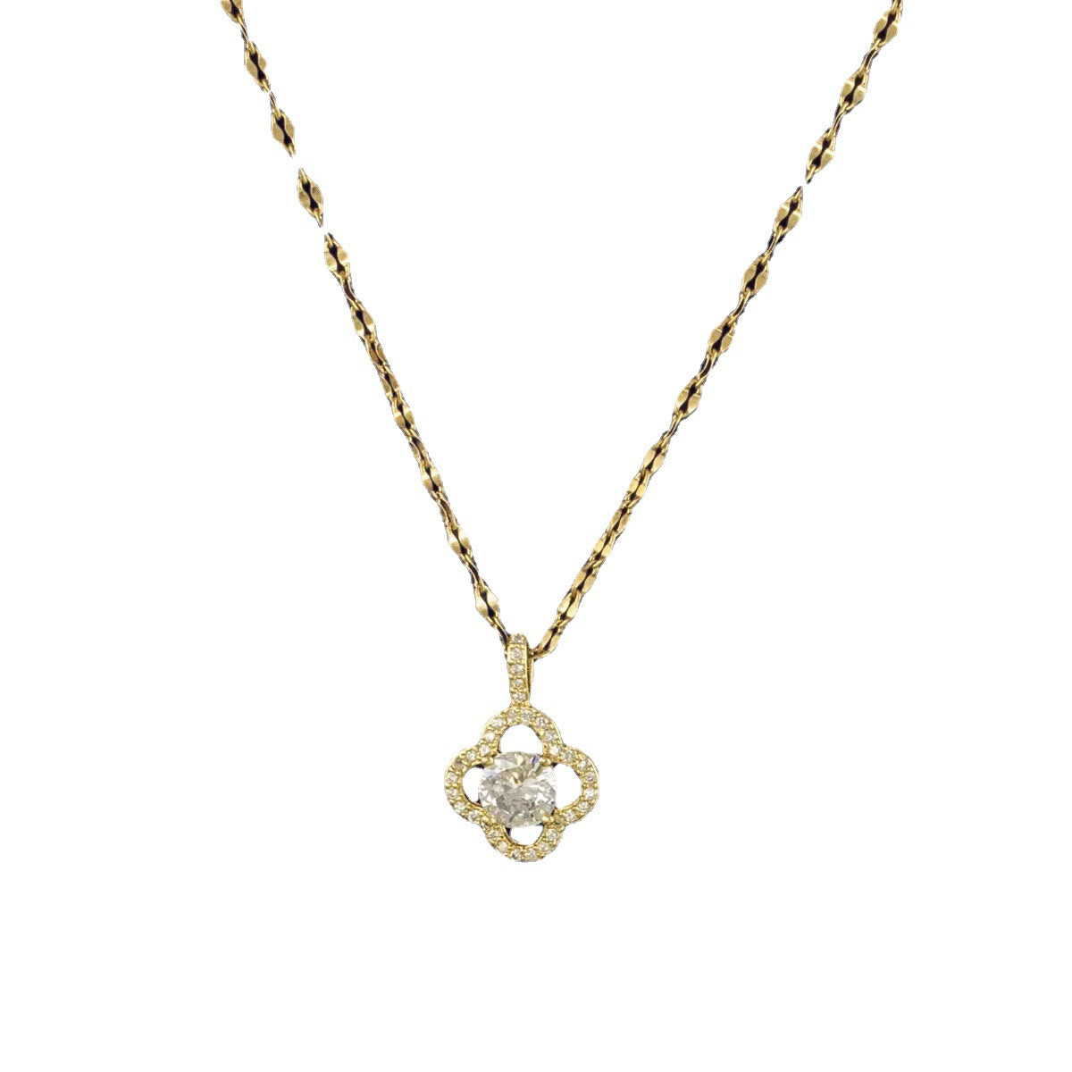 Geometric Titanium Steel 18K Gold Plated Necklace – Japanese/Korean Style | Dariya Jewelry