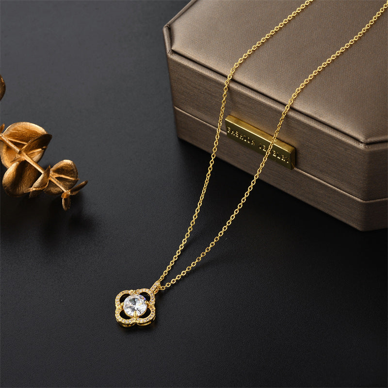 Geometric Titanium Steel 18K Gold Plated Necklace – Japanese/Korean Style | Dariya Jewelry