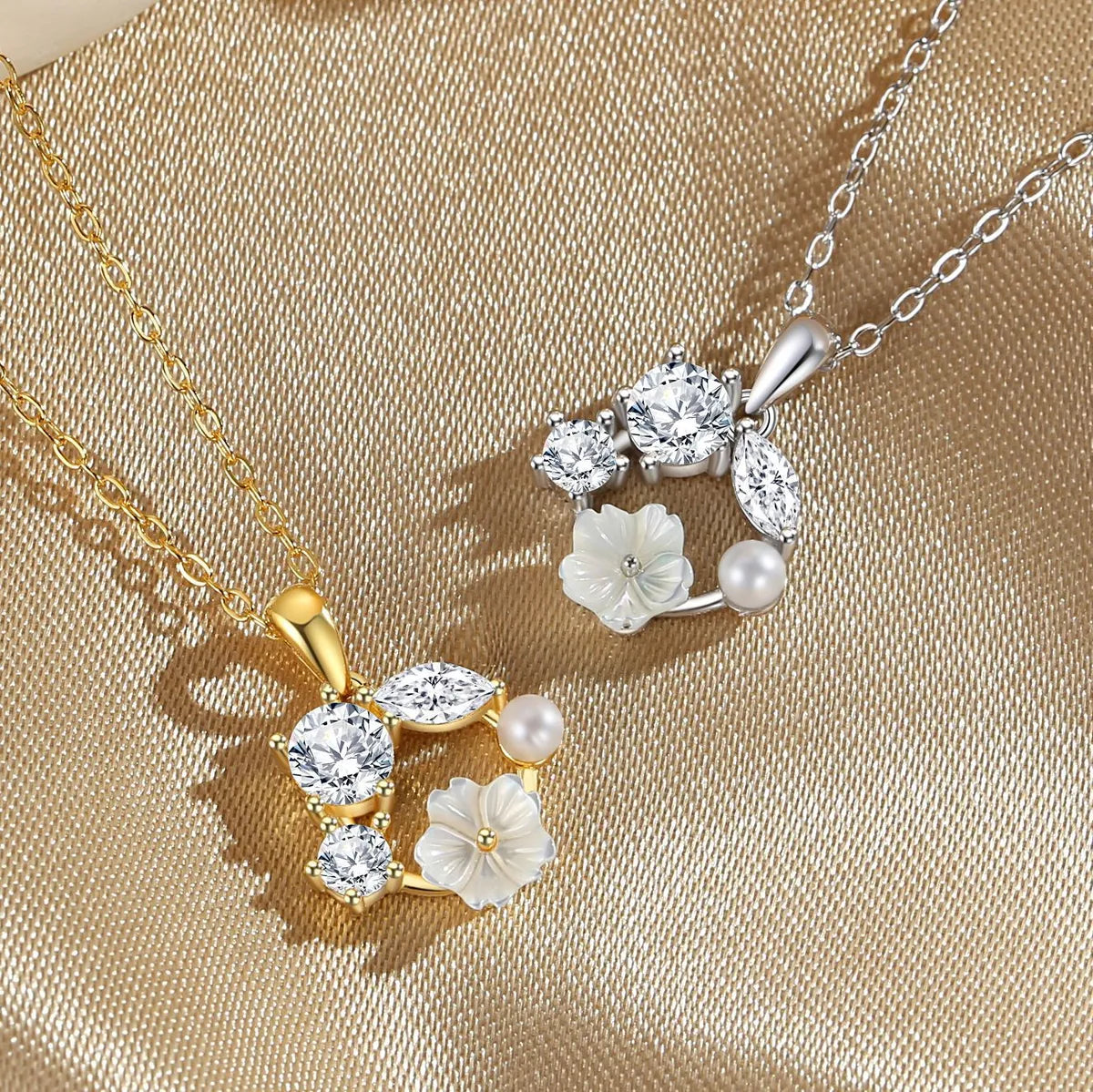 Sterling Silver Plated Flower Pendant Necklace - Elegant & Timeless