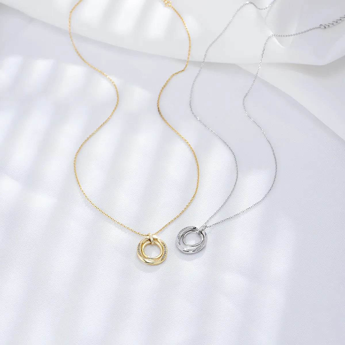 Fashion Geometric Sterling Silver Pendant Necklace with Zircon Inlay - Women's Jewelry