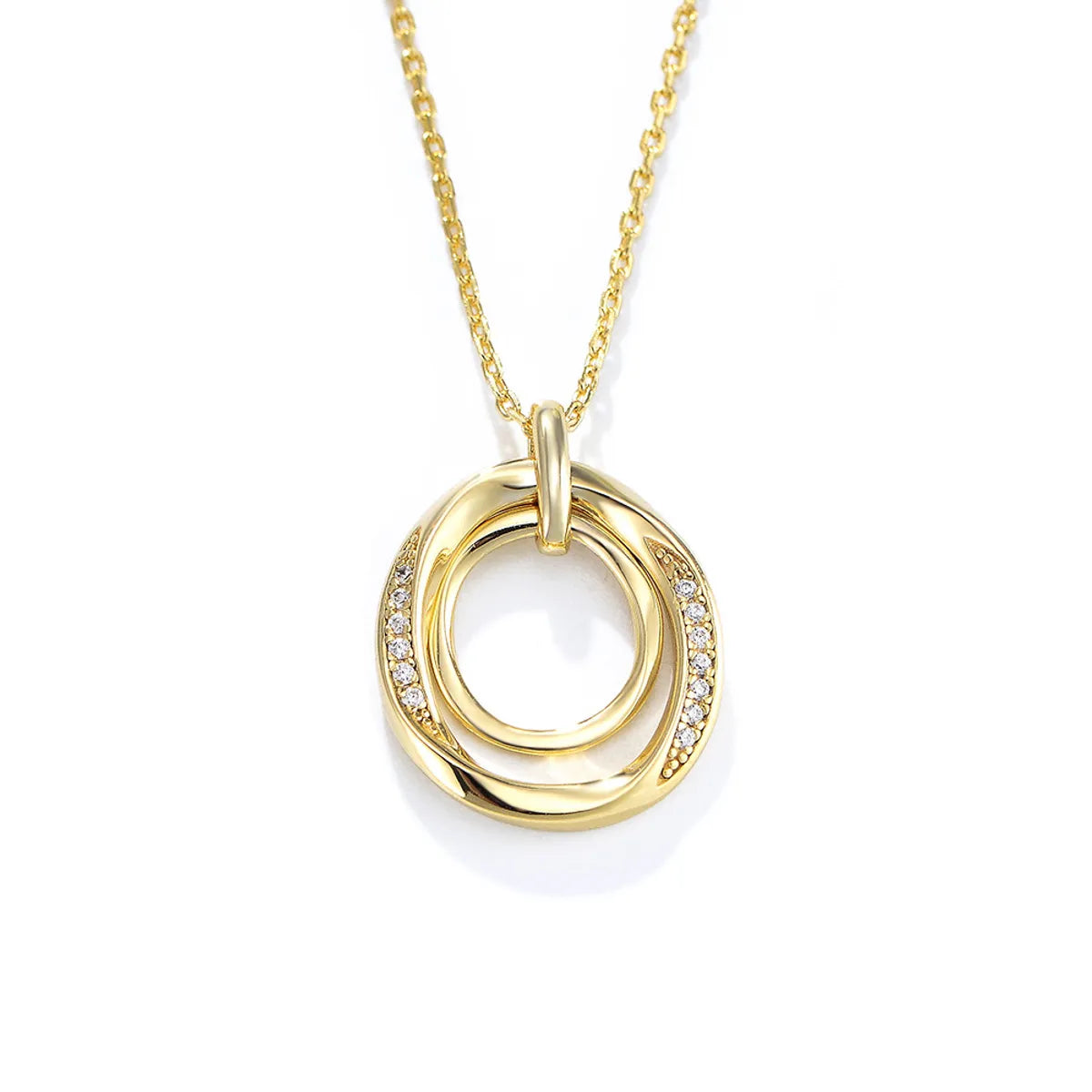 Fashion Geometric Sterling Silver Pendant Necklace with Zircon Inlay - Women's Jewelry