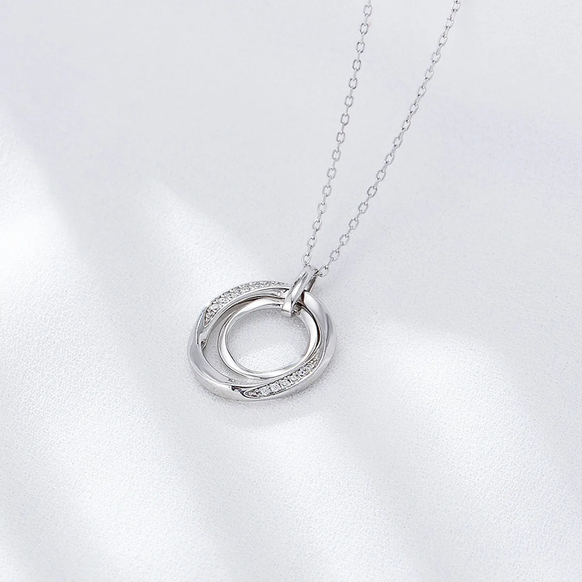 Fashion Geometric Sterling Silver Pendant Necklace with Zircon Inlay - Women's Jewelry