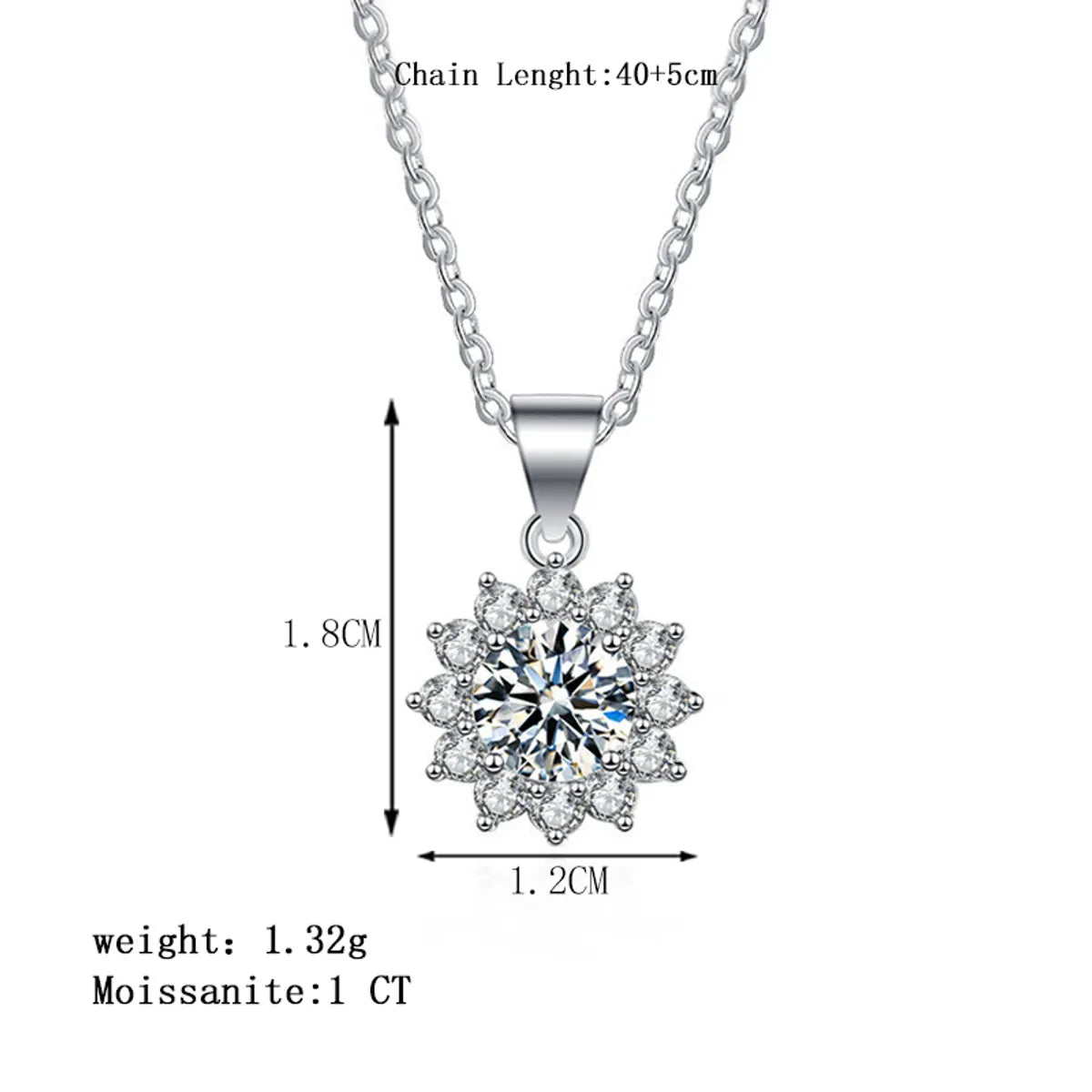Elegant Sterling Silver Moissanite Pendant Necklace - 18k Gold Plated, Luxurious Design