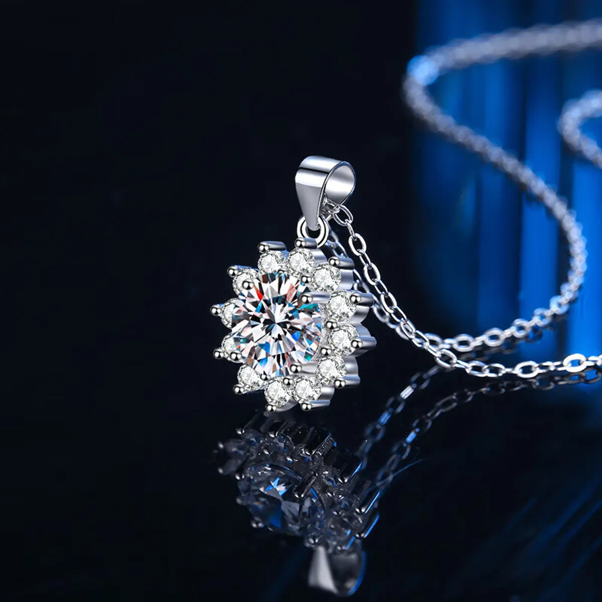 Elegant Sterling Silver Moissanite Pendant Necklace - 18k Gold Plated, Luxurious Design