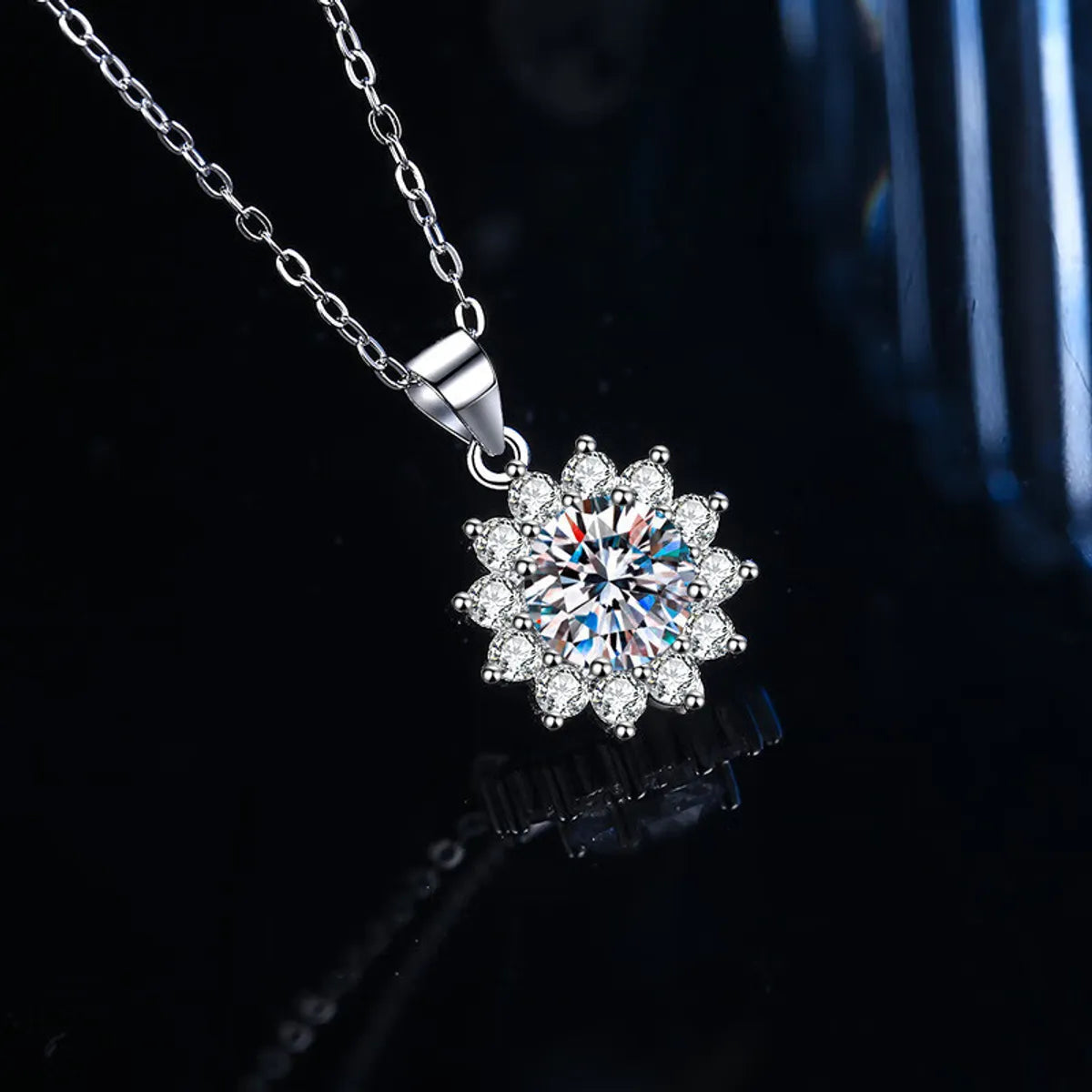 Elegant Sterling Silver Moissanite Pendant Necklace - 18k Gold Plated, Luxurious Design