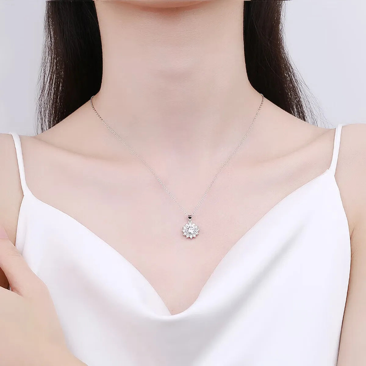 Elegant Sterling Silver Moissanite Pendant Necklace - 18k Gold Plated, Luxurious Design