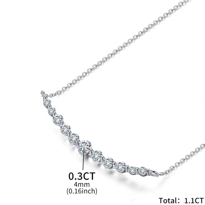 Casual Solid Color Sterling Silver Moissanite Necklace - White Gold Plated