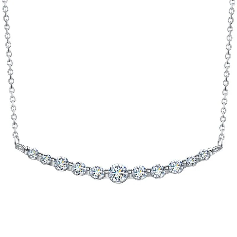 Casual Solid Color Sterling Silver Moissanite Necklace - White Gold Plated