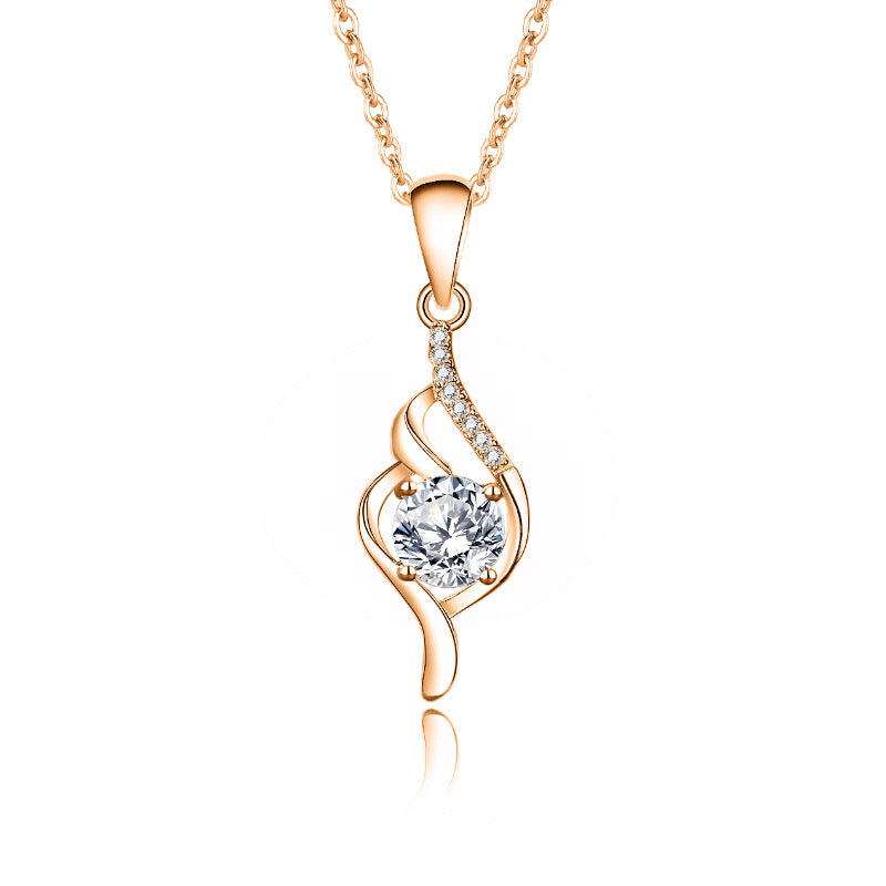 Simple Style Geometric Sterling Silver Pendant Necklace with Moissanite Inlay