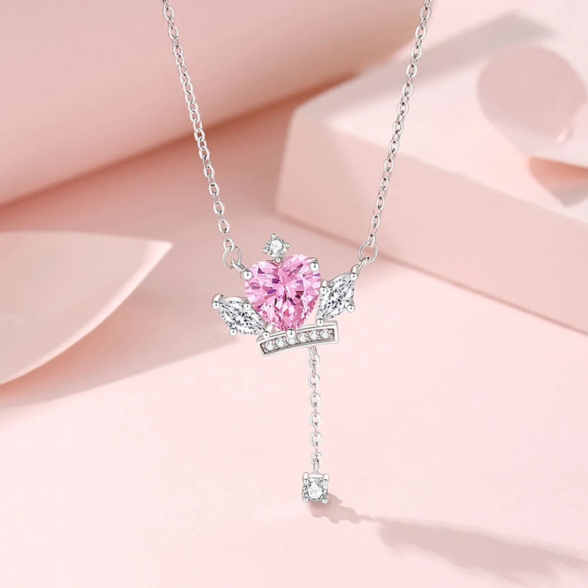 Simple Style Classic Color Block Sterling Silver & Zircon Pendant Necklace - Elegant and Timeless
