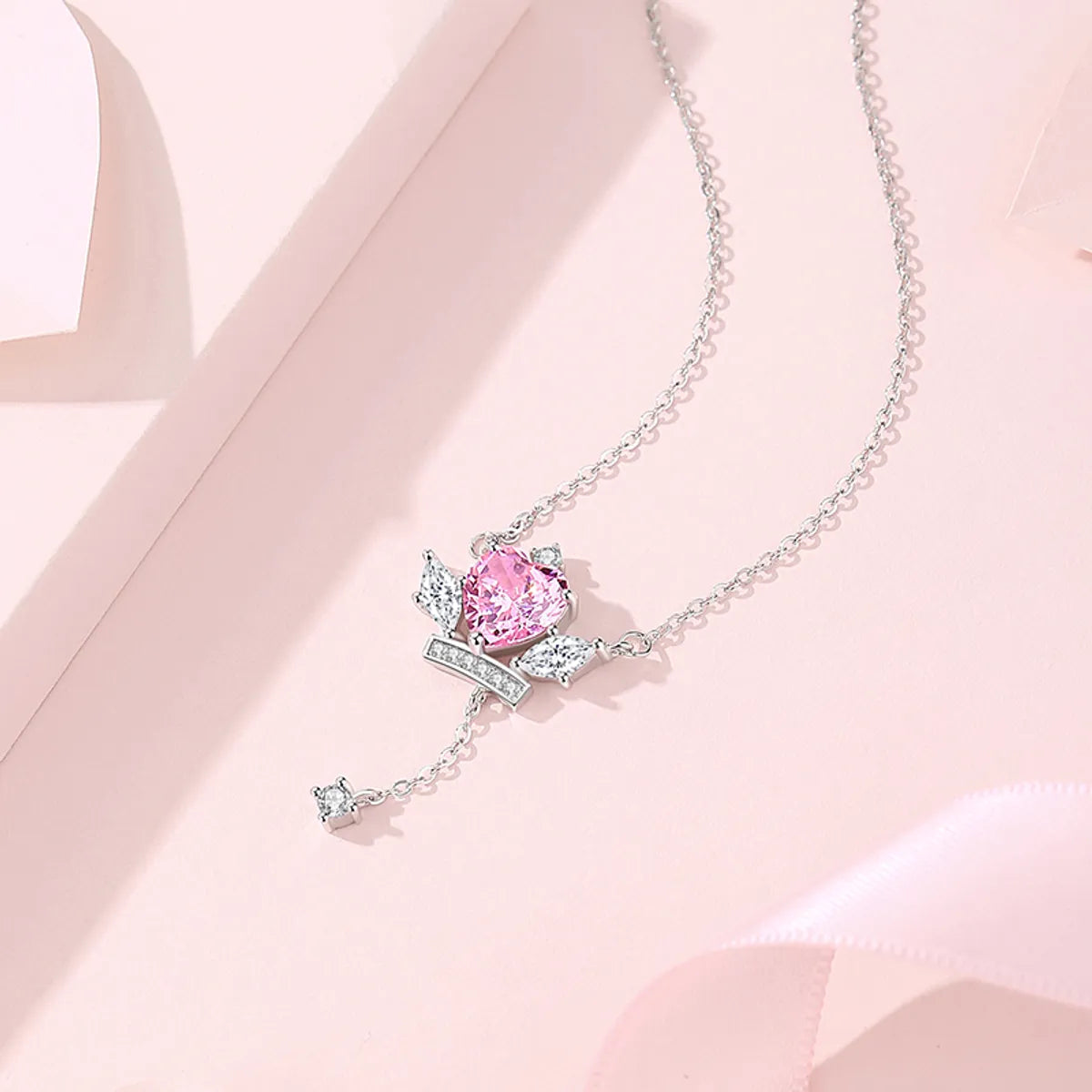 Simple Style Classic Color Block Sterling Silver & Zircon Pendant Necklace - Elegant and Timeless