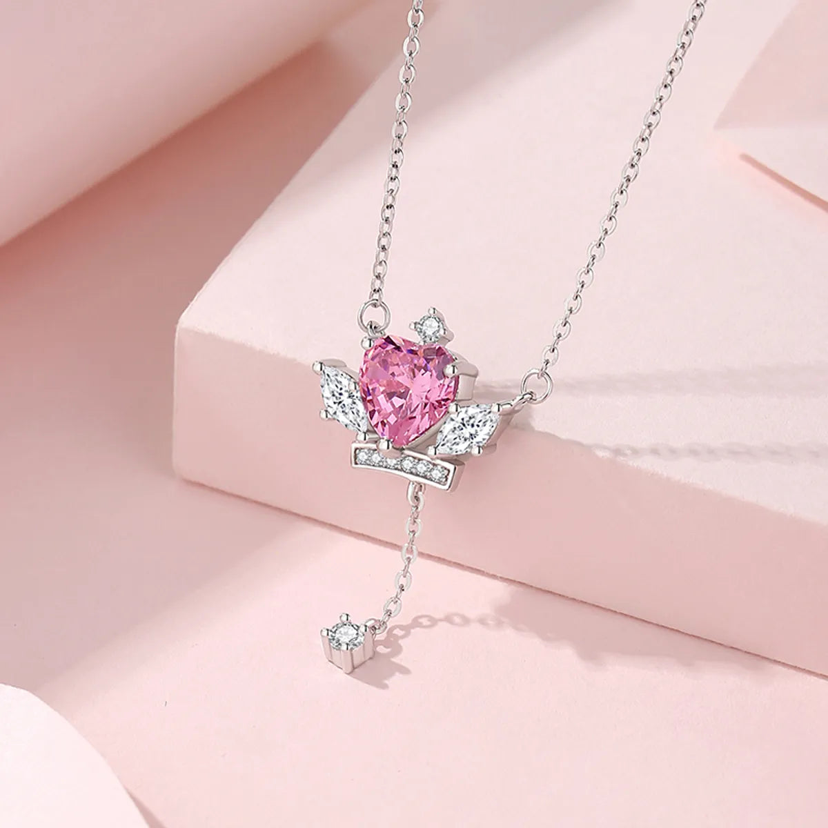 Simple Style Classic Color Block Sterling Silver & Zircon Pendant Necklace - Elegant and Timeless